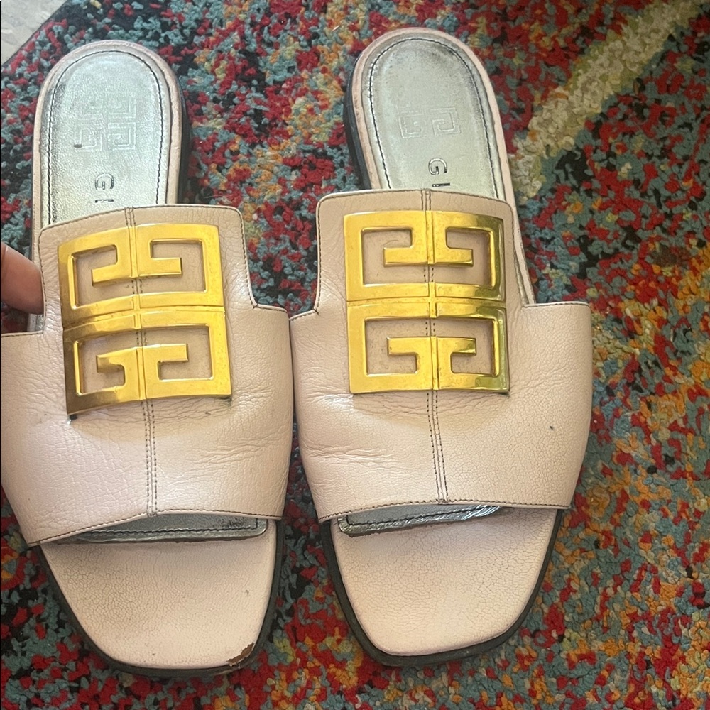 Givenchy Gold and Cream Women's Sandals